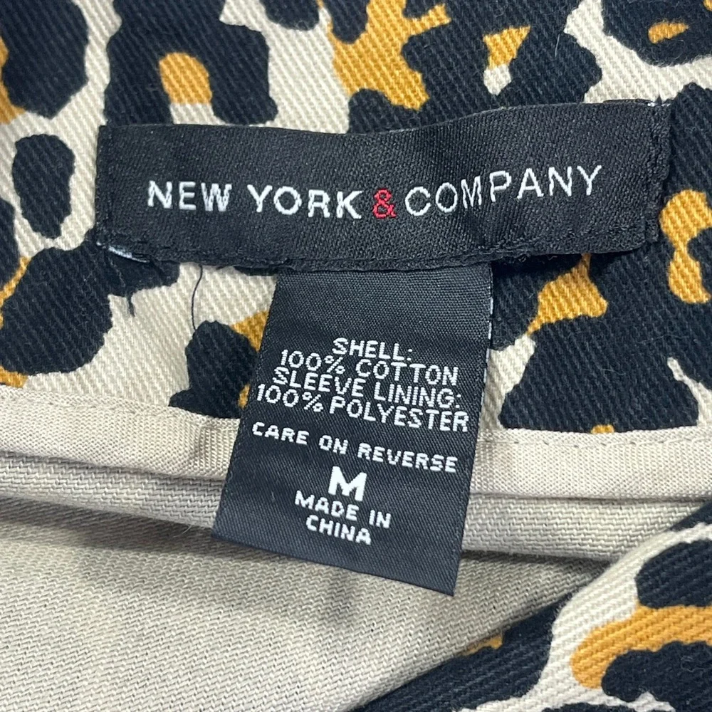 NEW YORK‎ & COMPANY Cheetah Print Blazer Womens M Button Front Pockets Jacket